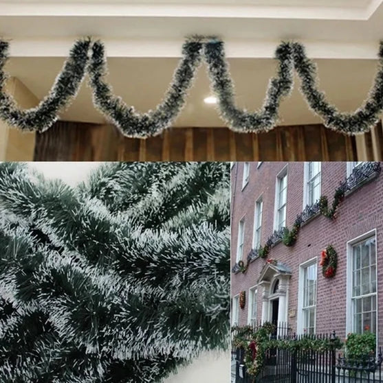 Thick Lametta Garland with Snow Tops
