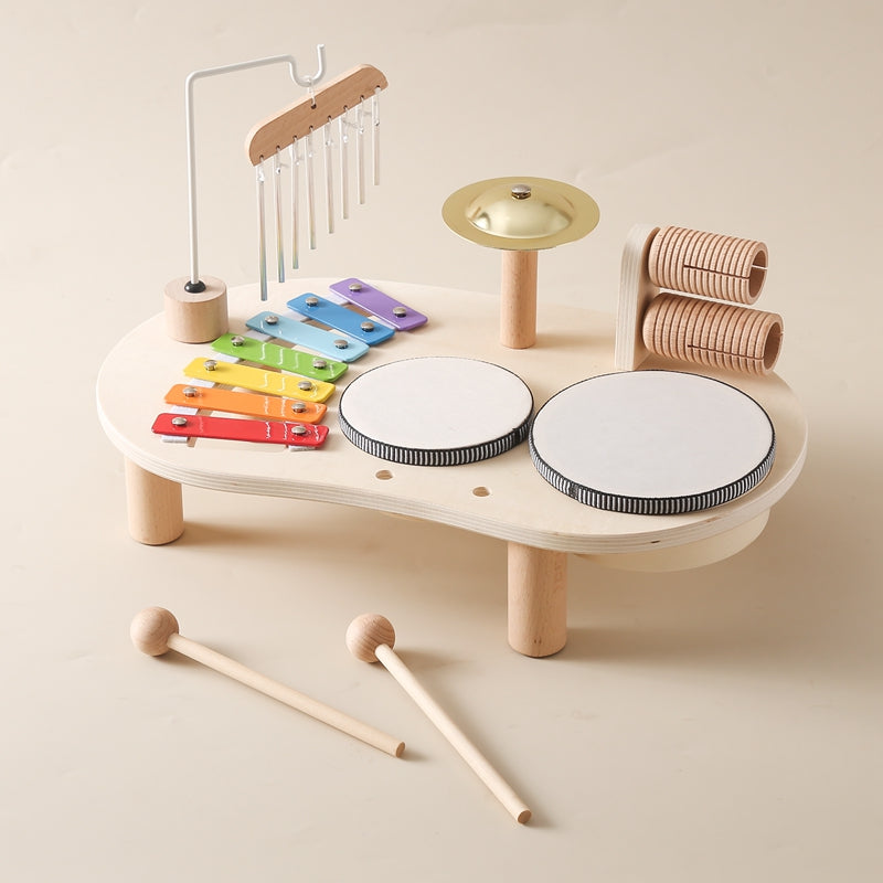 MelodyPlay Wooden Music Table – All-in-One Educational Instrument for Little Ones with Drums, Xylophone, and Metallophones