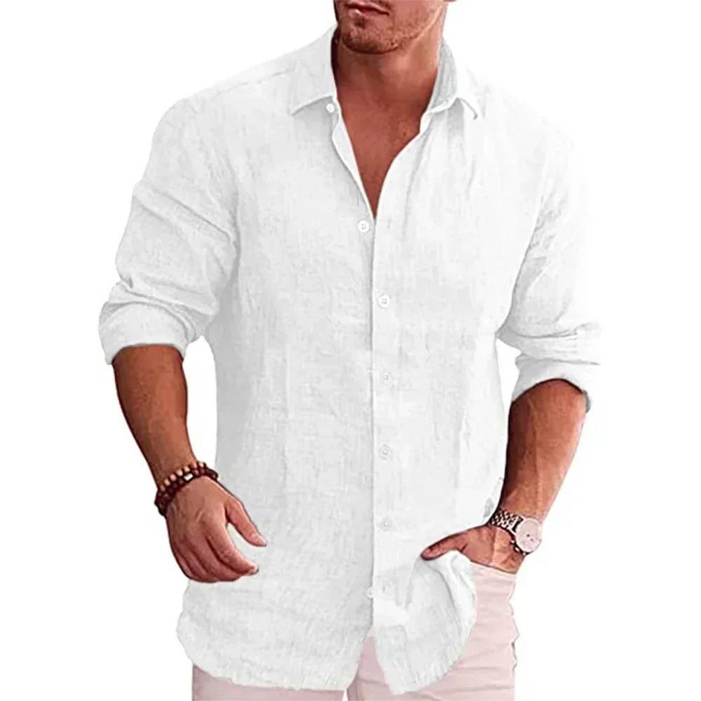 Casual Long Sleeve Oliver Shirt with Button Placket