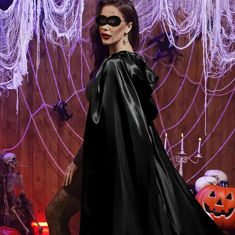 ShadowVeil Gothic Cape – Black Hooded Cape with Slit for Women & Men
