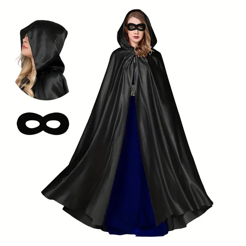 ShadowVeil Gothic Cape – Black Hooded Cape with Slit for Women & Men
