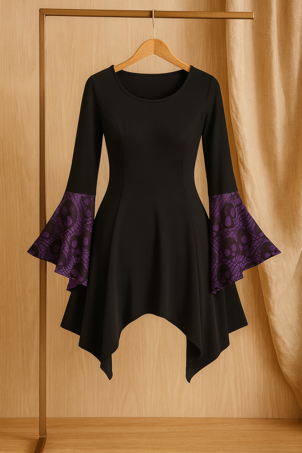 SkullLace Gothic Blouse – Women's Blouse with Skull Print & Waist Ribbon