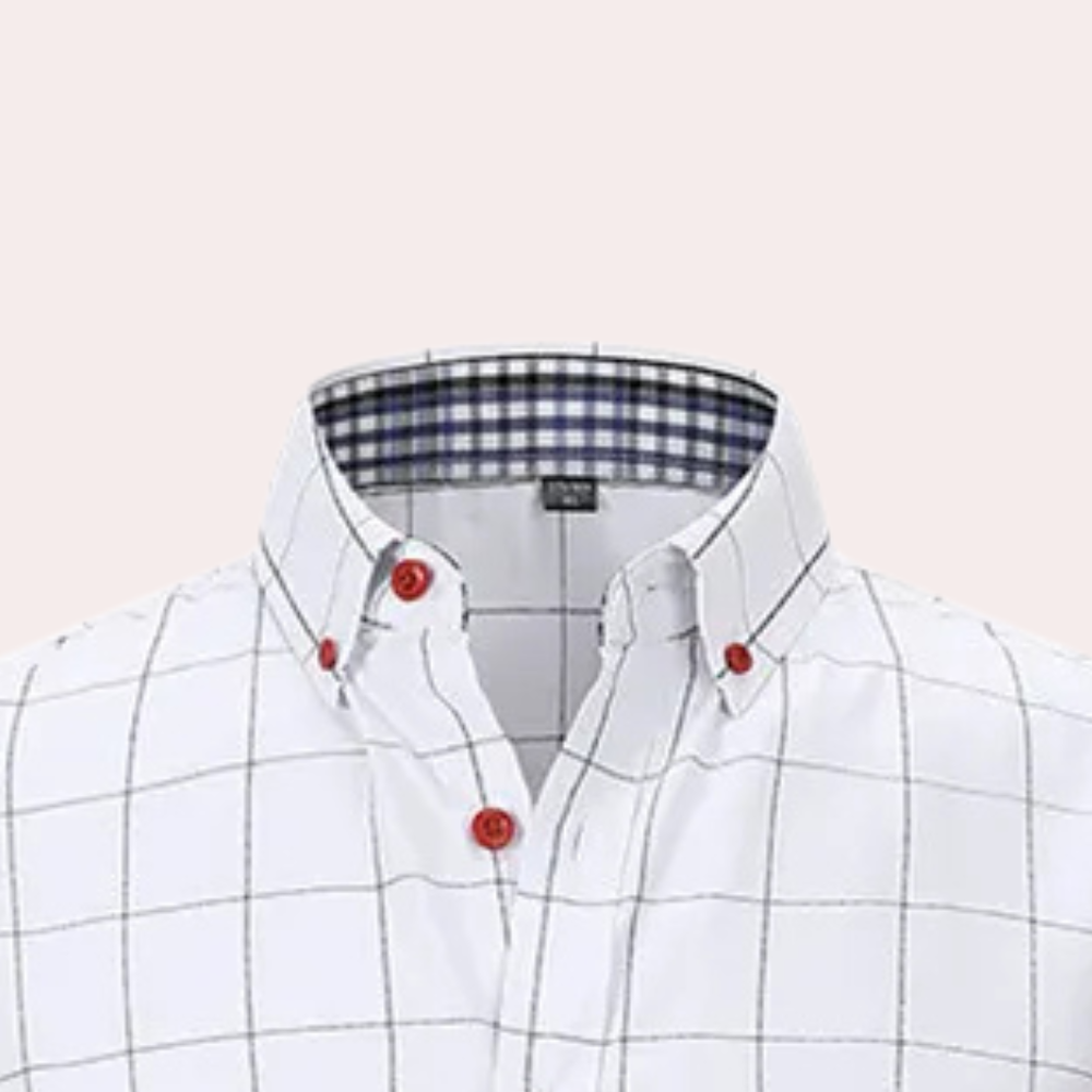 Philipe - Classic Short-Sleeve Plaid Shirt with Buttons