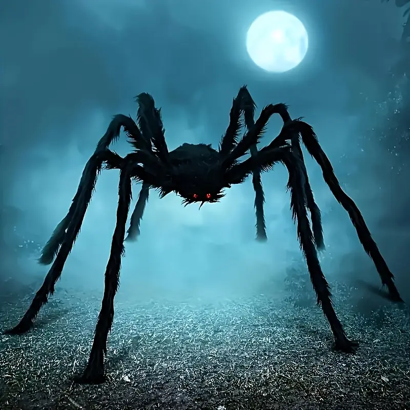 DarkCrawl Giant Spider 150 cm – Black Halloween Decoration for House & Garden