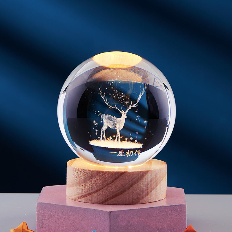 Luminous 3D Crystal Sphere Night Lamp – Enchanting LED Mood Light