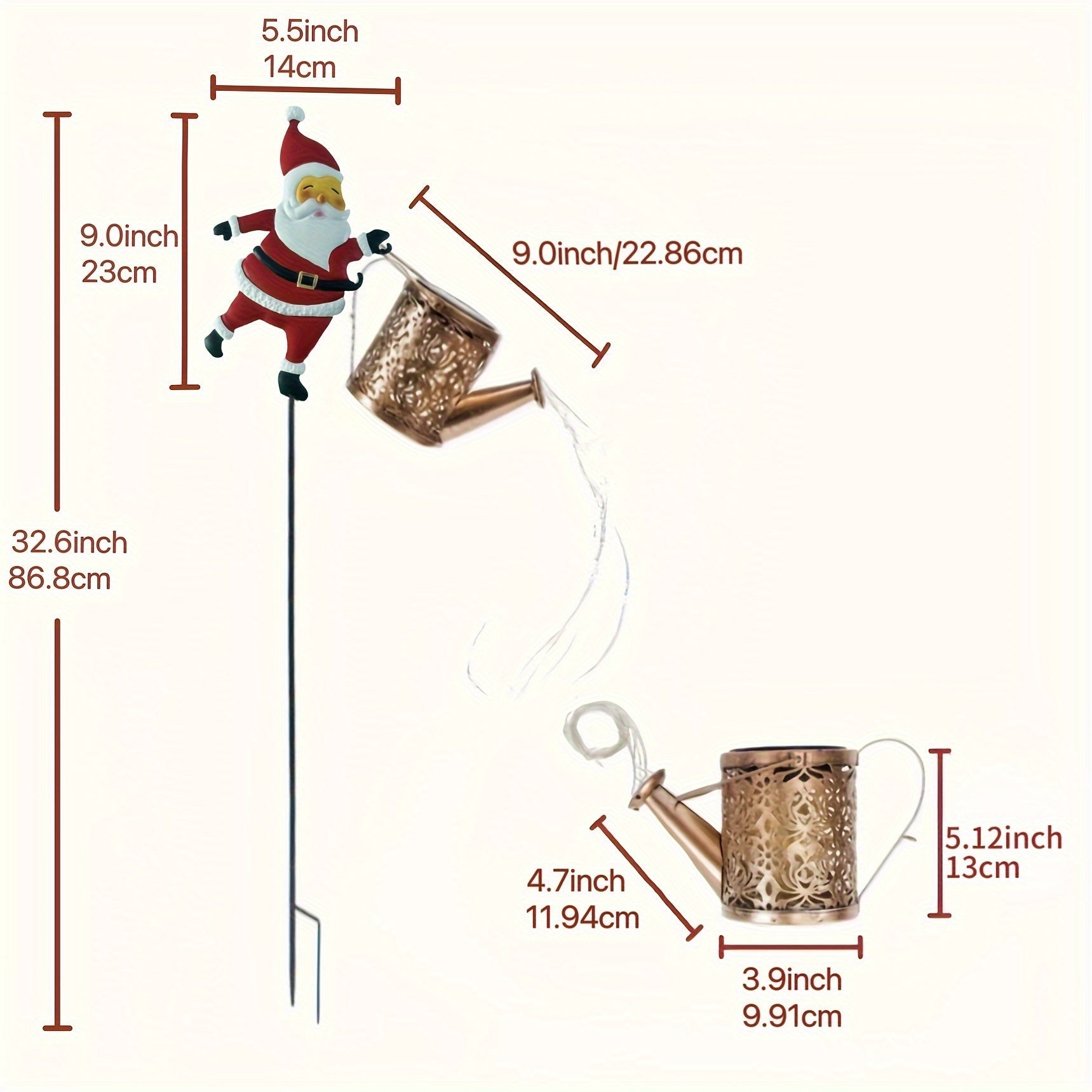 Solar-Powered Santa Teapot Garden Lights