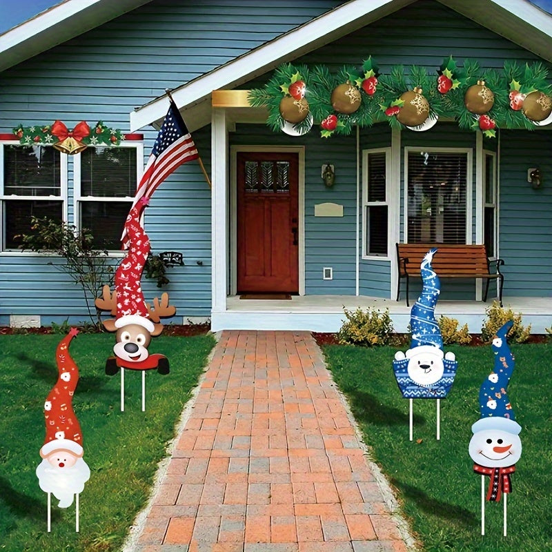 4-Piece Art Deco Christmas Garden Stake Set