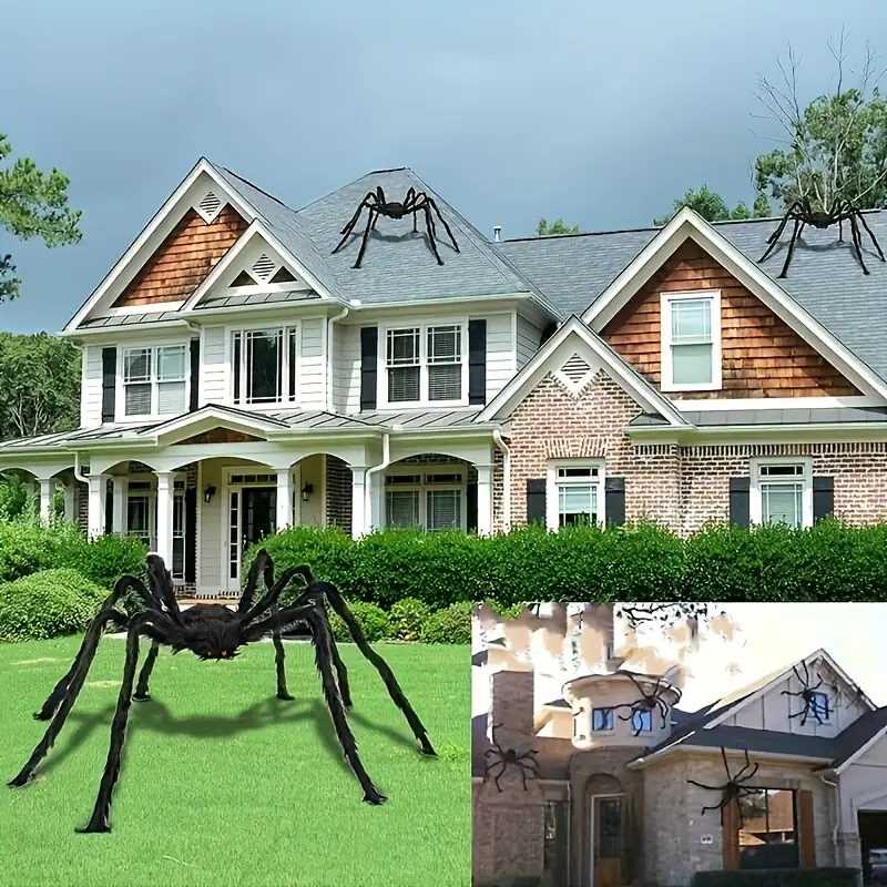 DarkCrawl Giant Spider 150 cm – Black Halloween Decoration for House & Garden