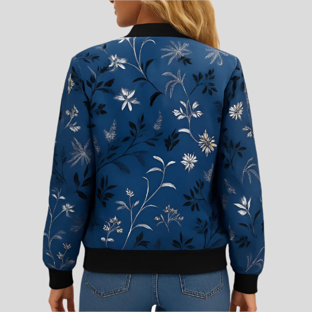 Clotilde Aviator Jacket with Floral Pattern – Lightweight Women's Printed Jacket