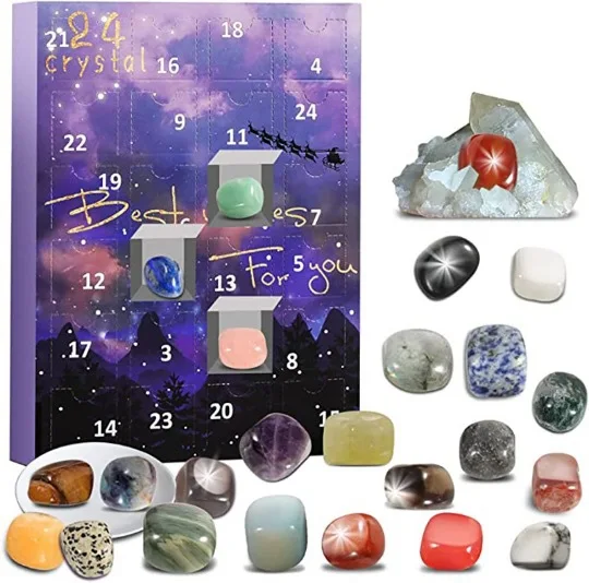 24-Day Christmas Advent Calendar Gift Box Natural Stone Collection