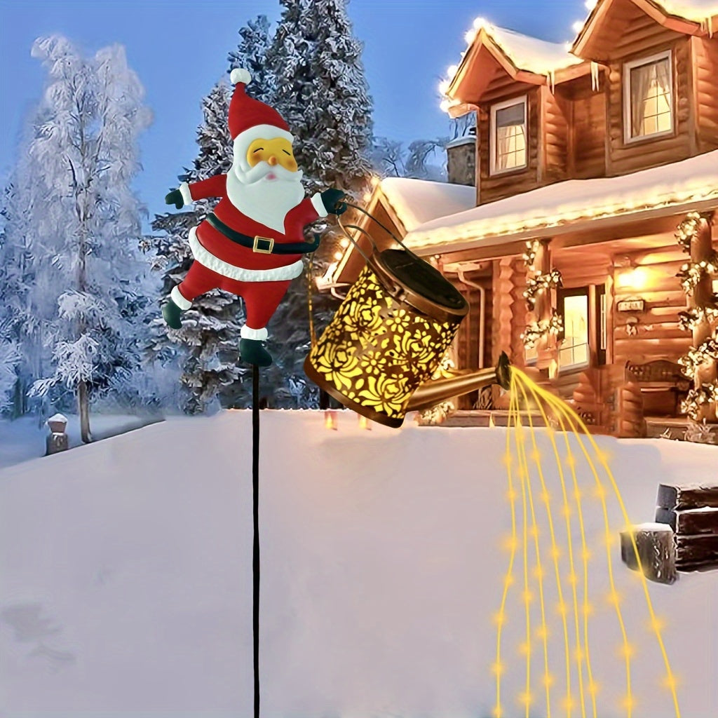 Solar-Powered Santa Teapot Garden Lights