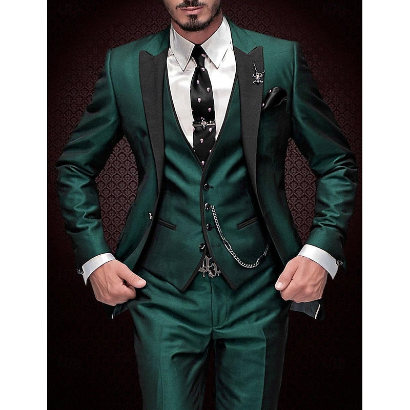Three-piece linen set for men: business blazer, vest, and trousers