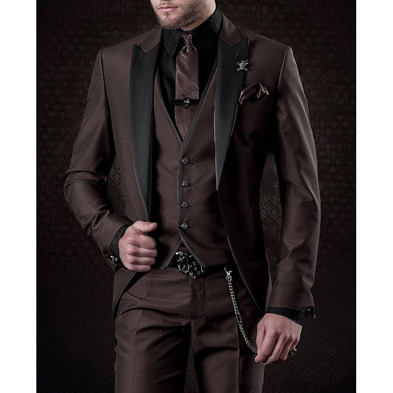 Three-piece linen set for men: business blazer, vest, and trousers
