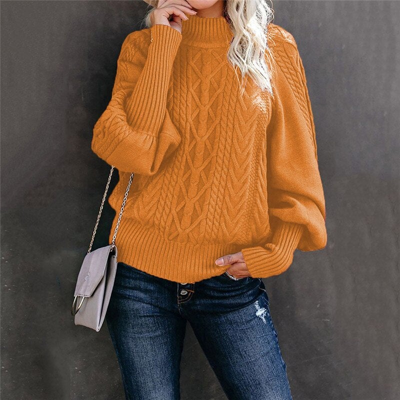 Ria Warm Turtleneck Sweater with Loose Sleeves