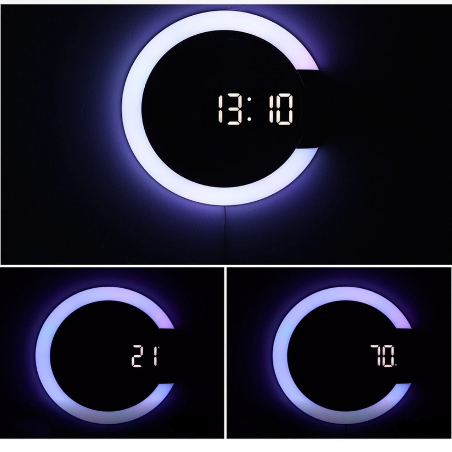 HaloTime - Circular LED Digital Clock with Ambient Glow