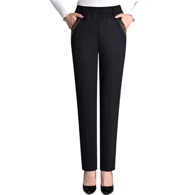 Jeans with side pockets and full elastic waistband
