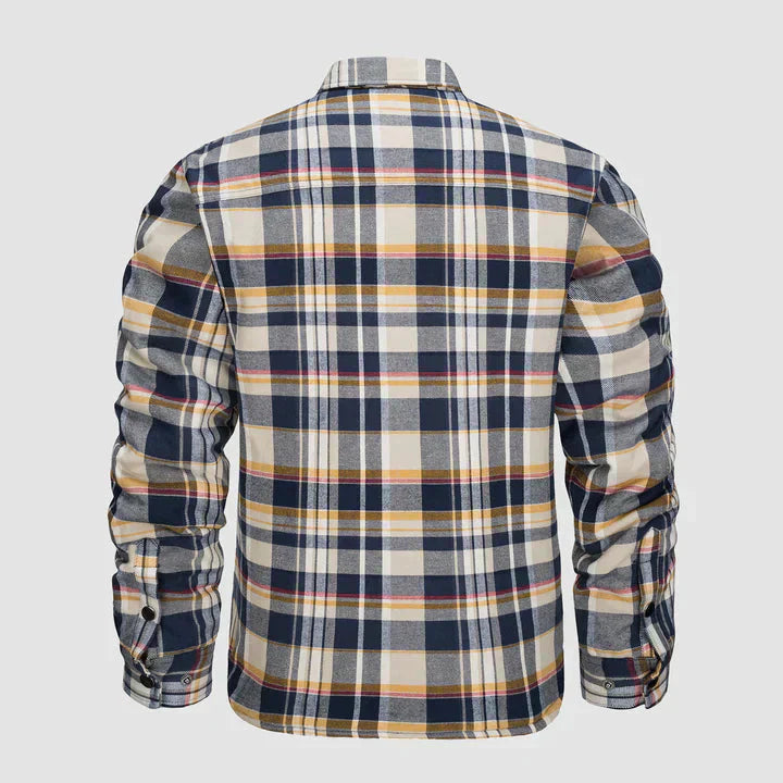 Men's Flannel Shirt Jacket Long Sleeve Quilted Lined Plaid Coat Button Down Thick Outerwear for Winter