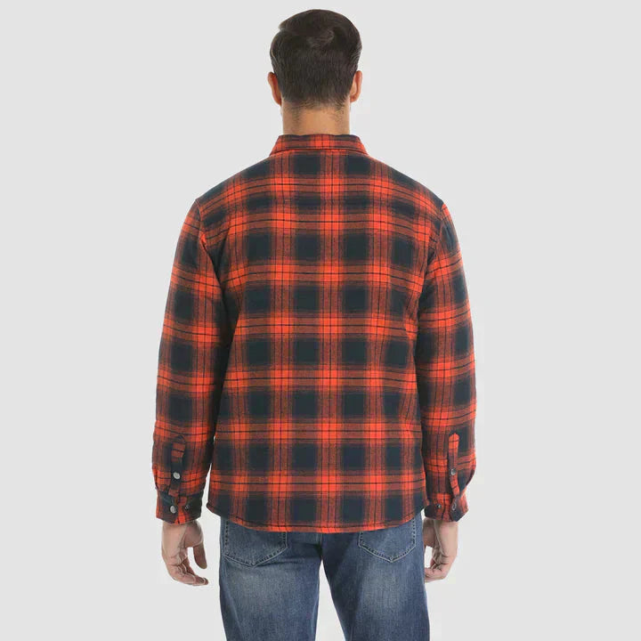 Men's Flannel Shirt Jacket Long Sleeve Quilted Lined Plaid Coat Button Down Thick Outerwear for Winter
