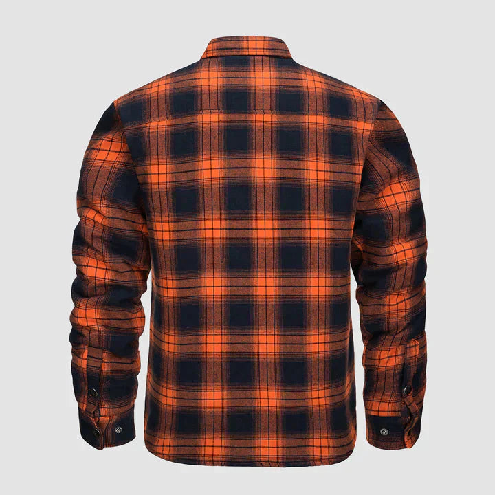 Men's Flannel Shirt Jacket Long Sleeve Quilted Lined Plaid Coat Button Down Thick Outerwear for Winter