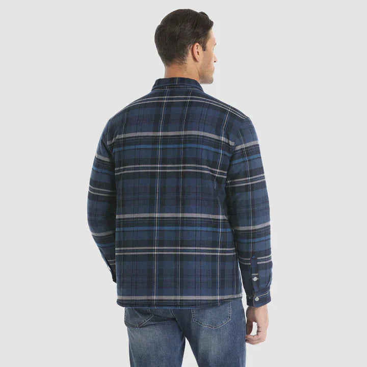 Men's Flannel Shirt Jacket Long Sleeve Quilted Lined Plaid Coat Button Down Thick Outerwear for Winter