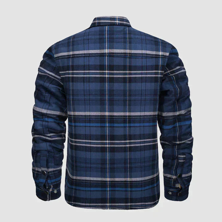 Men's Flannel Shirt Jacket Long Sleeve Quilted Lined Plaid Coat Button Down Thick Outerwear for Winter