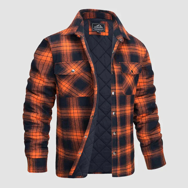 Men's Flannel Shirt Jacket Long Sleeve Quilted Lined Plaid Coat Button Down Thick Outerwear for Winter
