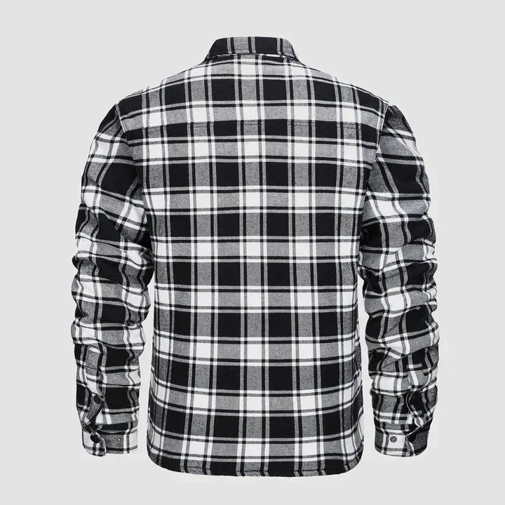 Men's Flannel Shirt Jacket Long Sleeve Quilted Lined Plaid Coat Button Down Thick Outerwear for Winter