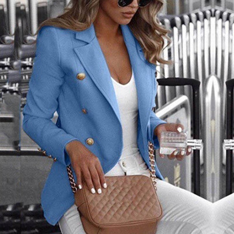 Long-sleeve Trendy Blazer with Gold Buttons